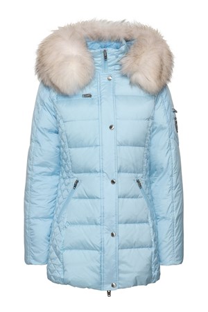 ROCKANDBLUE Dunjakke. Style: Beam Mid. Airy Blue / Artic Raccoon. Limited Edtion: 2.999,- Fødselsdags-Pris: 2.399,- / Fås også med Faux Fur: 1.919,-